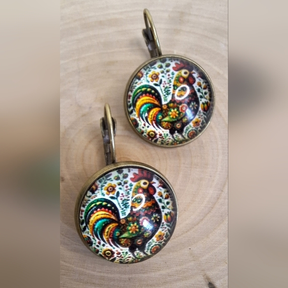 Colorful Rooster Earrings - Picture 2 of 6